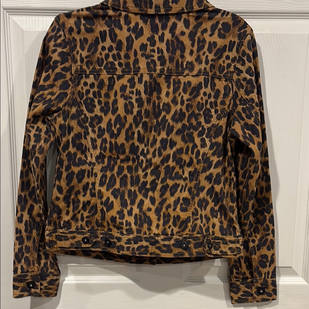 NEW! Style & Co. Leopard Print Jean Jacket in Brown and Black - Picture 4 of 8